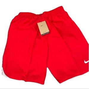 L Youth Nike Dri-Fit Shorts NWT Red With White Piping And Swoosh